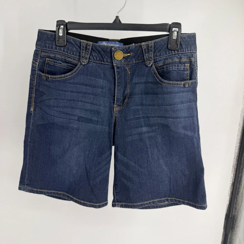 Democracy Absolution Dark Wash Denim Bermuda Shorts Womens 8 Blue Stretch